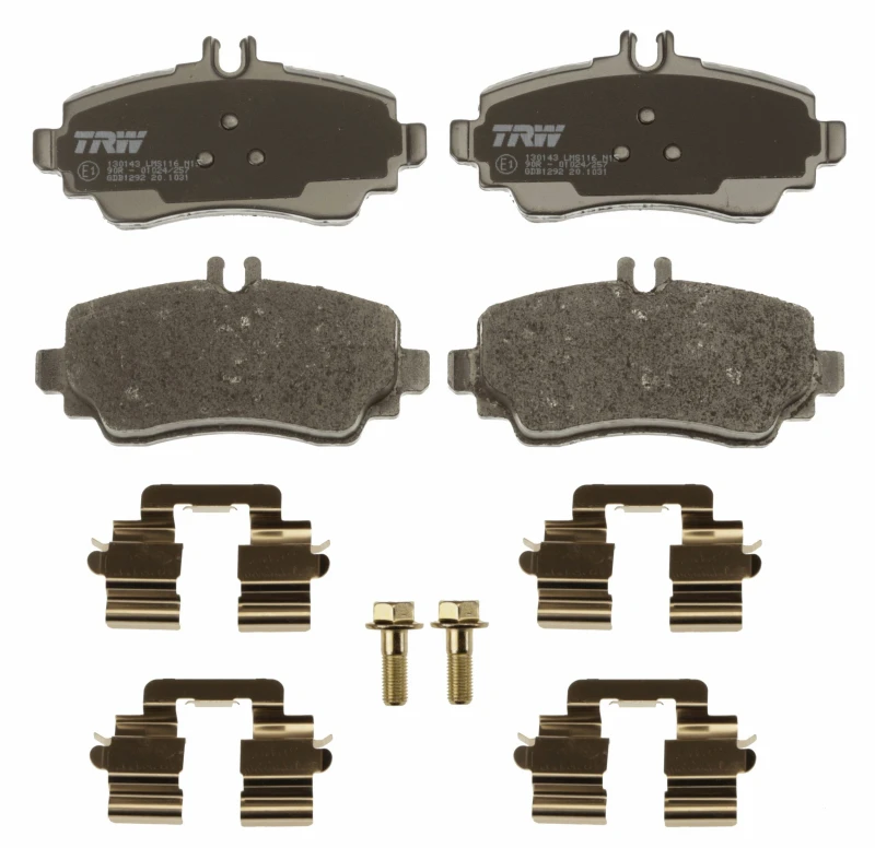 Image of TRW GDB1292 Brake pad set prepared for wear warning indicator, with accessories, with brake caliper screws Brake Pad Set,disc brake (402)