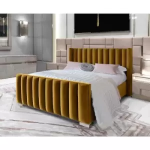 Image of Melina Bed King Plush Velvet Mustard