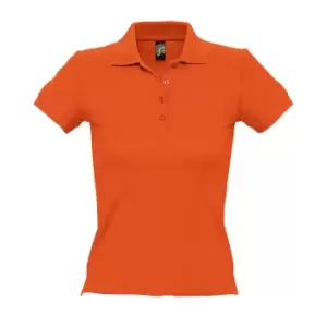 Image of SOLS Womens/Ladies People Pique Short Sleeve Cotton Polo Shirt (L) (Orange)