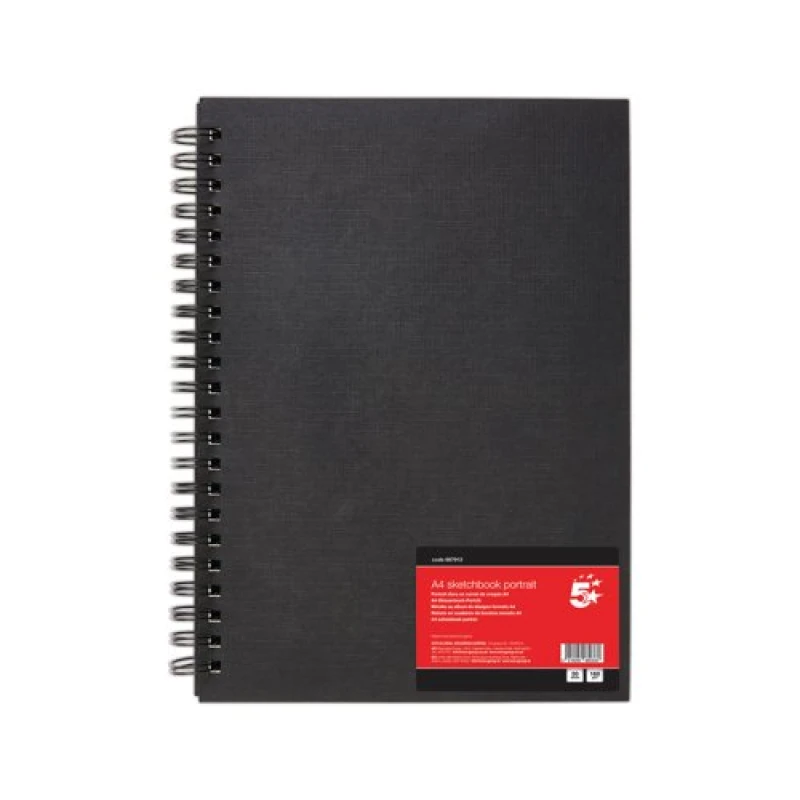 Image of 5 Star 5 Star Hardback Spiral Sketchbook A4 Portrait 50 Sheets FS688033 FS688033
