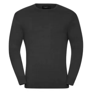 Image of Russell Mens Cotton Acrylic Crew Neck Sweater (2XS) (Charcoal Marl)