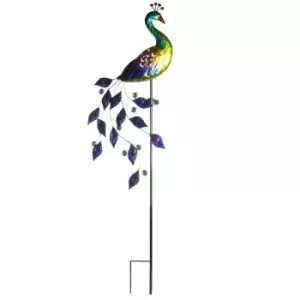 Image of Vibrant Solar Peacock Garden Ornament M&W