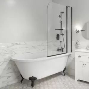 Image of Freestanding Single Ended Shower Bath with Black Feet and Screen 1660 x 740mm - Park Royal