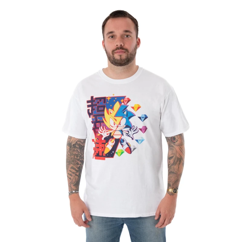 Image of Sonic the Hedgehog Sonic the Hedgehog Men Short Sleeved T-Shirt in White Size: Small White S Male 5063203006588