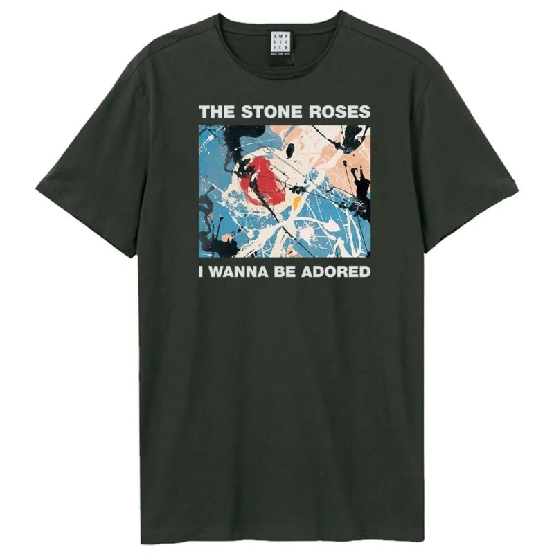 Image of Amplified Mens I Wanna Be Adored The Stone Roses T-Shirt in Charcoal Size: XS Charcoal Male XS