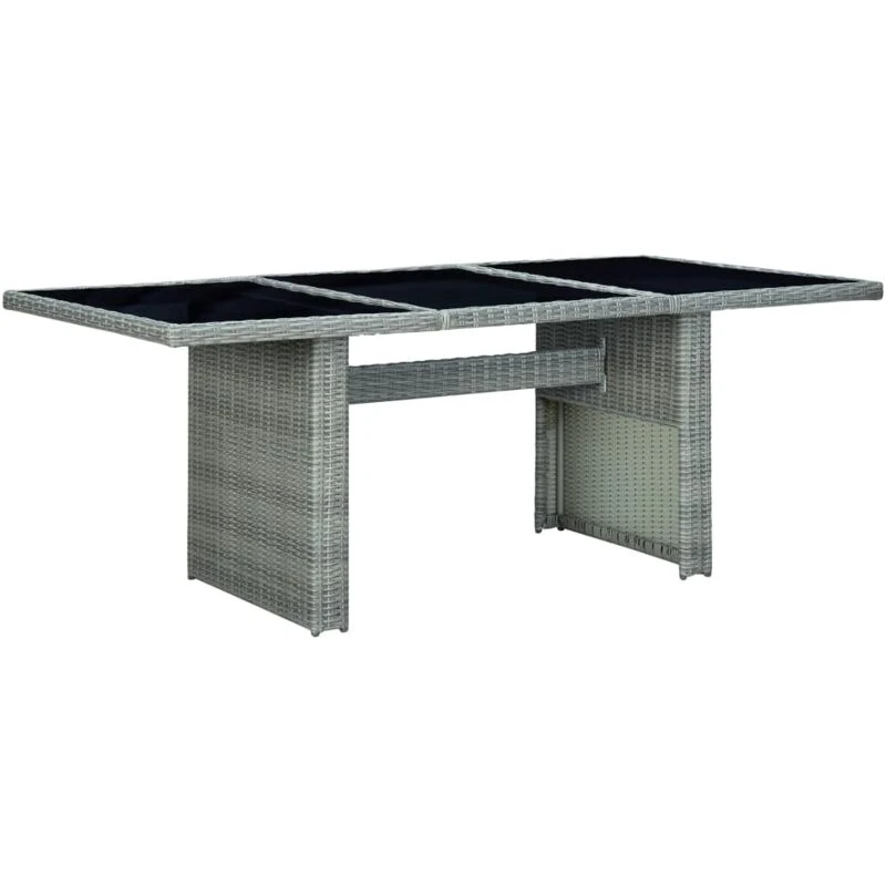 Image of VIDAXL Garden Table Light Grey Poly Rattan and Tempered Glass Vidaxl 8720286156193