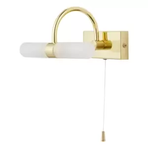 image of Spa Corvus 2-Light Picture/Mirror Light with Pull Switch Opal Glass and Satin Brass