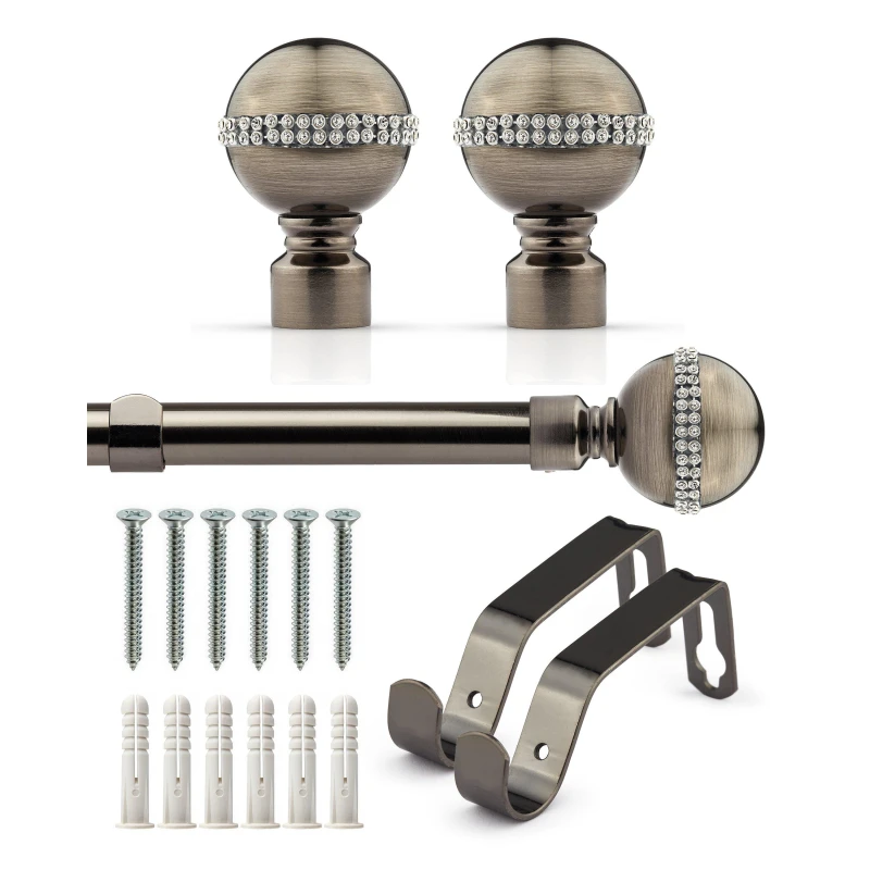 Image of Emma Barclay Curtain Pole Extendable Diamond Black Silk unisex 120-210cm