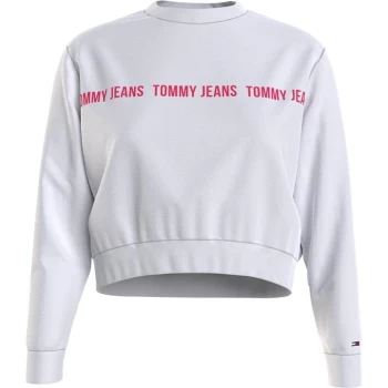 Image of Tommy Jeans Tommy Jeans Crop Tape Crew - YBR WHITE