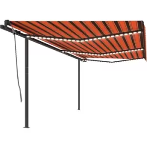 image of Vidaxl - Manual Retractable Awning with LED 6x3 m Orange and Brown Multicolour