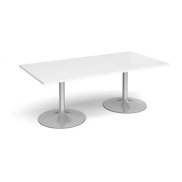 image of Silver Trumpet Base Rectangular Boardroom Table 2000mm - White