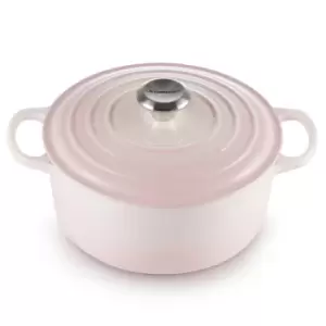 Image of Le Creuset 28cm Cast Iron Round Casserole Shell Pink