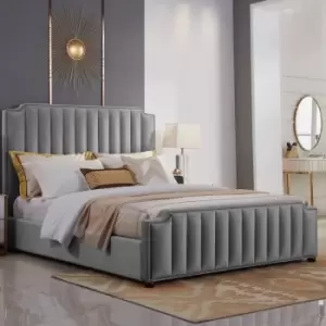 Image of Klara Bed King Plush Velvet Grey
