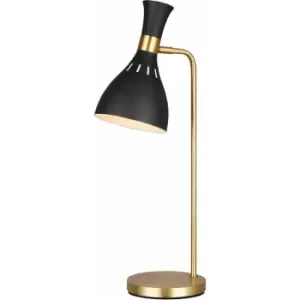 image of Loops - Table Lamp Midnight Black / Burnished Brass LED E27 60W Bulb