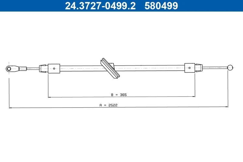 Image of ATE 24.3727-0499.2 Brake Cable 2522mm Cable,parking brake (124)