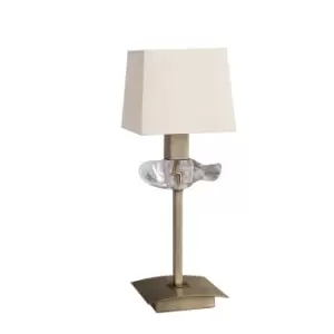 Image of Akira Table Lamp 1 Light E14, Antique Brass With Cream Shade