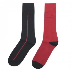 image of Hugo Boss 2 Pack Heel Toe Socks Navy/Red