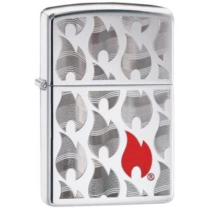 Image of Zippo Flames Design High Polish Chrome Windproof Lighter