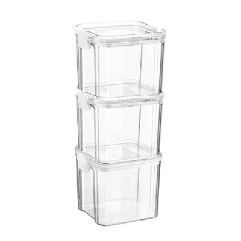 Image of Argon Tableware 3X Food Storage Containers - 700Ml - White Reusable Airtight Stackable Meal Prep Lunch Box With Clip-Lock Lid