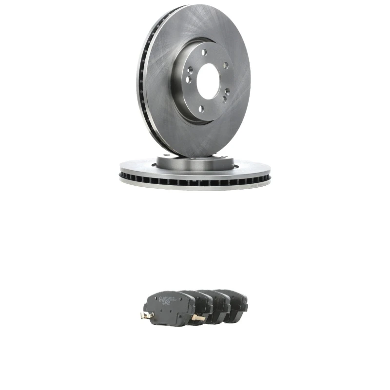 Image of RIDEX 3405B1970 Brake disc and pads set Front Axle, Brake Disc Type: internally vented, with acoustic wear warning Brake Set,disc brakes (3405)