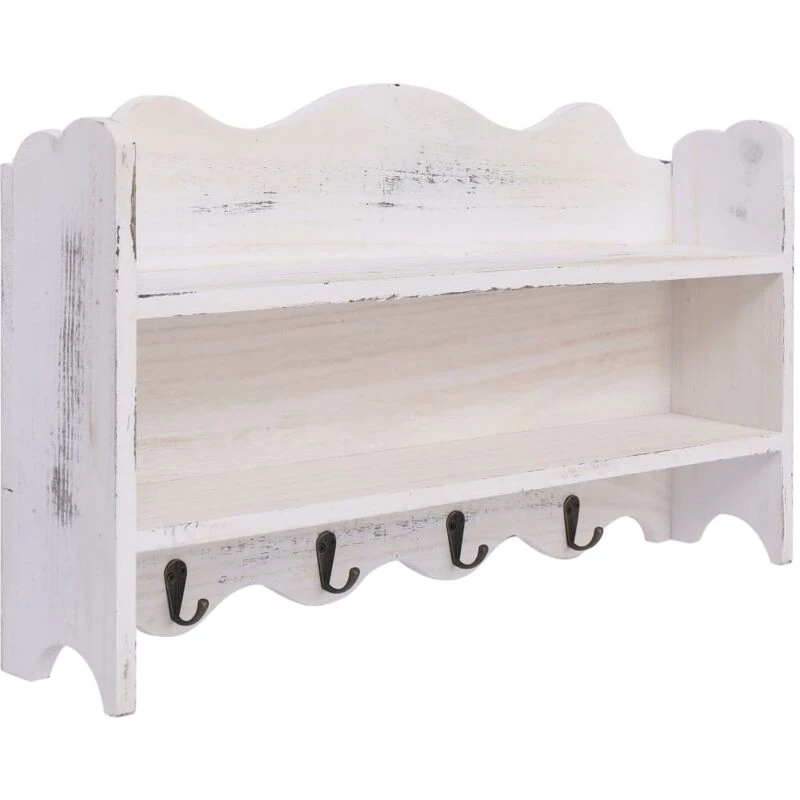 Image of VIDAXL Wall Mounted Coat Rack White 50x10x30cm Wood Vidaxl 284235