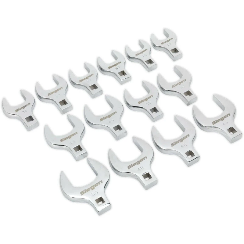 Image of Loops 14pc Crows Foot Spanner Set - 1/2" Square Drive Metric Ratchet Handle Adapter Multi