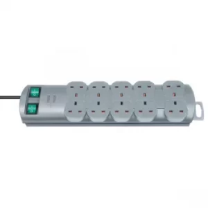 Image of Brennenstuhl 1153393120 Primera Line Extension Socket 10 Way Silver 2m