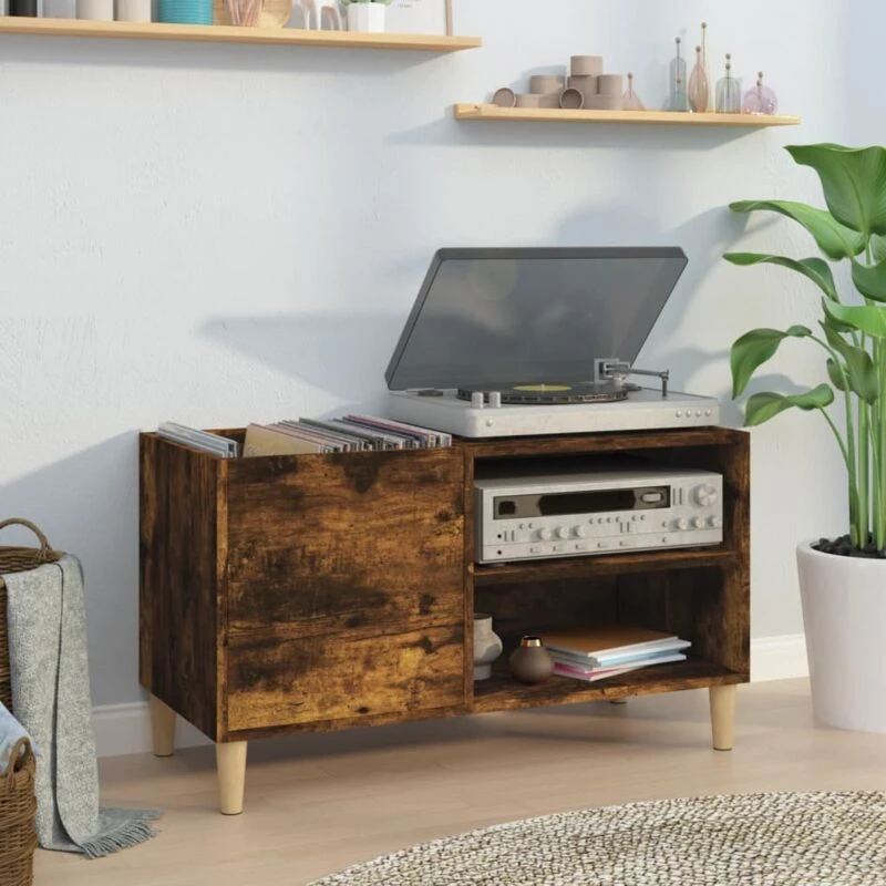 Image of VIDAXL Record Cabinet Smoked Oak 84.5x38x48cm Engineered Wood Vidaxl 831946