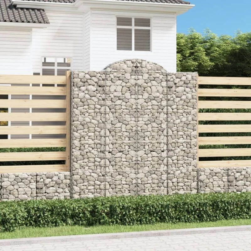 Image of vidaXL Arched Gabion Baskets 5 pcs 200x50x220/240cm Galvanised Iron, Silver 3146449