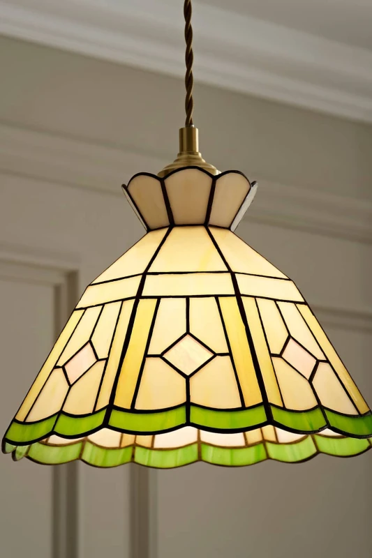 Image of ValueLights ValueLights Beatrix Tiffany Glass Easy Fit Ceiling Light Lamp Shade with Bulb Multi One Size Unisex 5059406069901