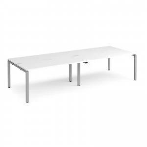 Image of Adapt II Double Back to Back Desk s 3200mm x 1200mm - Silver Frame whi