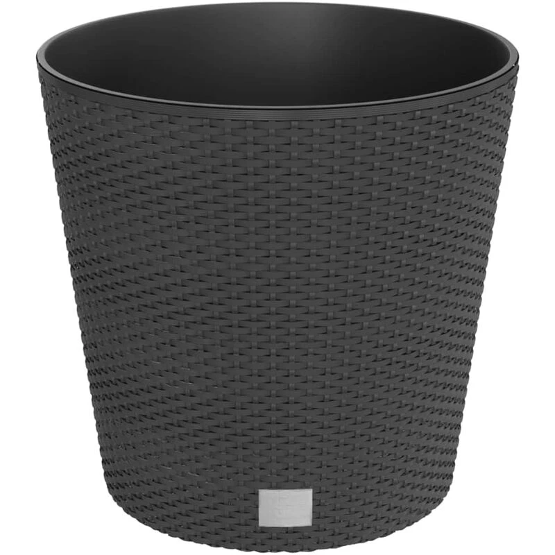 Image of vidaXL Planter w/ Removable Inner Anthracite 35 / 37.5 L PP Rattan, Grey 364686