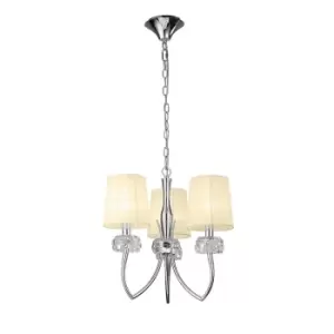 Image of Loewe Pendant 3 Light E14, Polished Chrome With Cream Shades