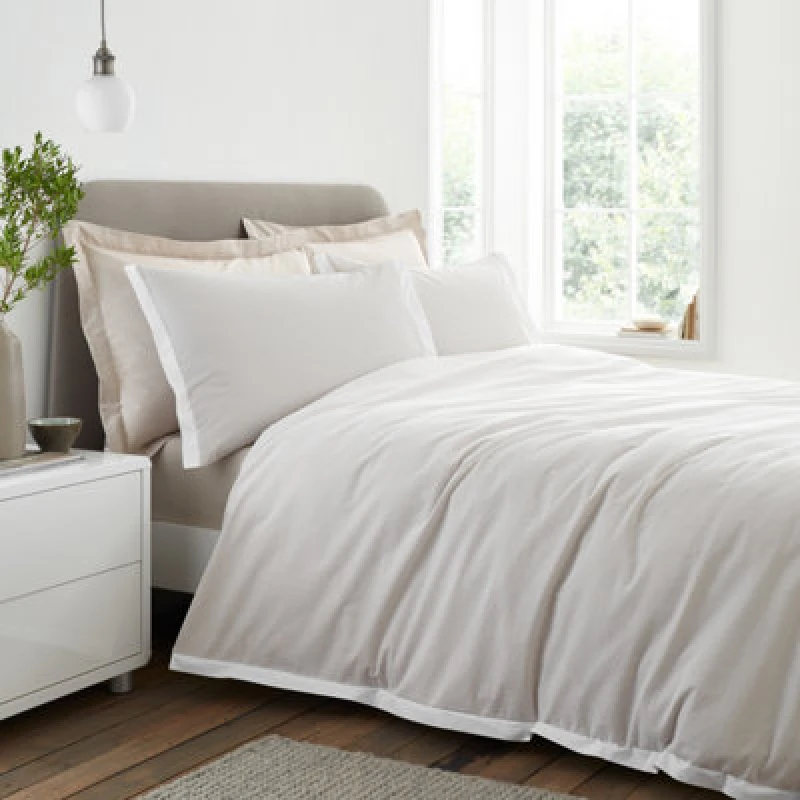 Image of Bianca Seersucker Woven Stripe 180 Thread Count Cotton Single Duvet Cover Set With Pillowcase Natural