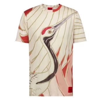 Image of Hugo Japanese Crane Print T-Shirt - Multi