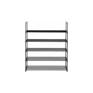 image of 5 Tier Black Shoe Rack - Black