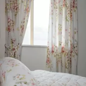 Image of Belledorm Cherry Blossom Lined Curtains (168 x 183cm) (Ivory) - Ivory