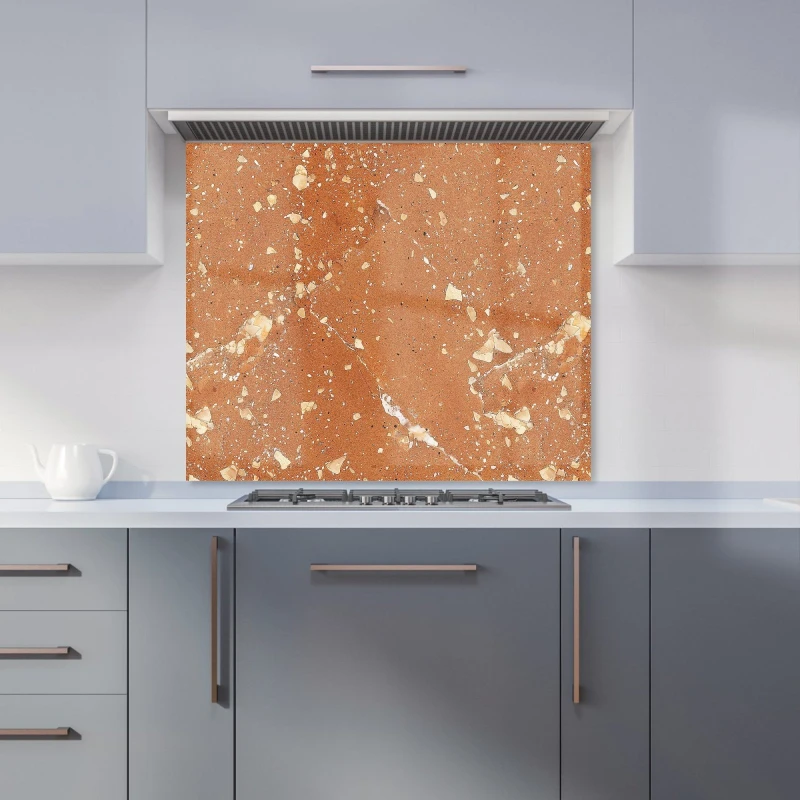 Image of Warren Reed - Designer Pale Terracotta Quartz Effect Kitchen Splashback in Pink Size: 600mm x 750mm Pink Unisex 600mm x 750mm