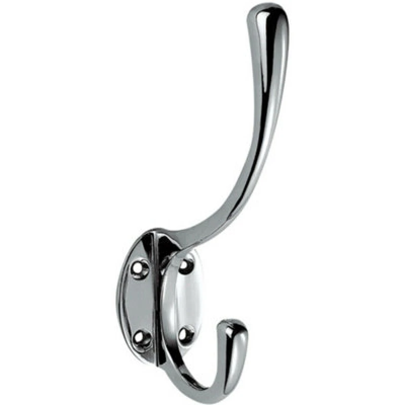 Image of Loops Victorian Hat & Coat Hook on Oval Backplate 64mm Projection Polished Chrome Multi
