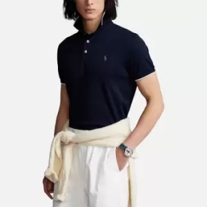 Image of Polo Ralph Lauren Mens Custom Slim Fit Birdseye Polo Shirt - Aviator Navy - M