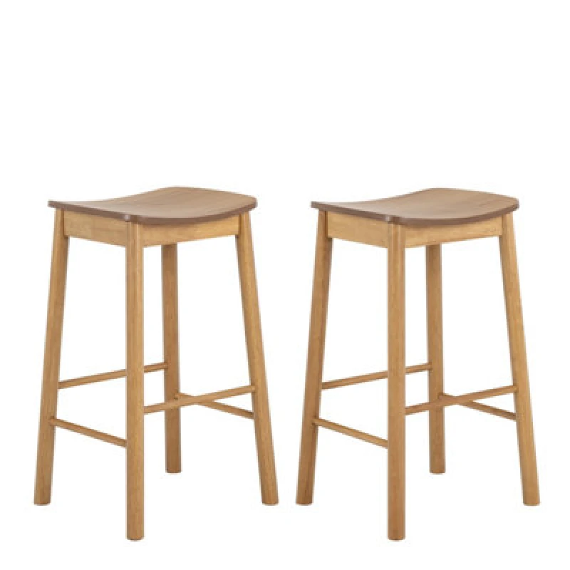 Image of Furniture To Go Barlow Bar Stool Without Back In Matt Oak Set Of 2