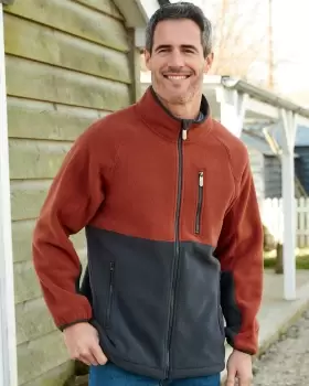 Image of Cotton Traders Rambler Panelled Fleece Jacket in Brown