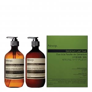 image of Aesop Geranium Leaf Body Cleanser and Balm Duet