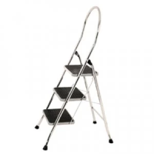 Image of Slingsby Folding Step Stool 3-Tread High Back Chrome 321679