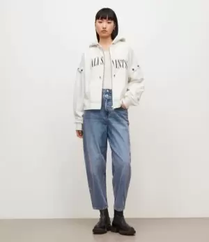 Image of AllSaints Womens Saints Amphia Zip Hoodie, Chalk White, Size: L