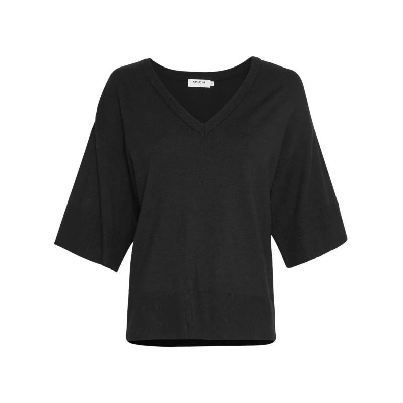 Image of moss copenhagen Womens V-neck sweater Moss Copenhagen Eslina Rachelle 2/4 Noir Female 36/38