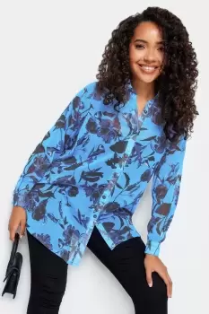 image of Floral Print Longline Shirt