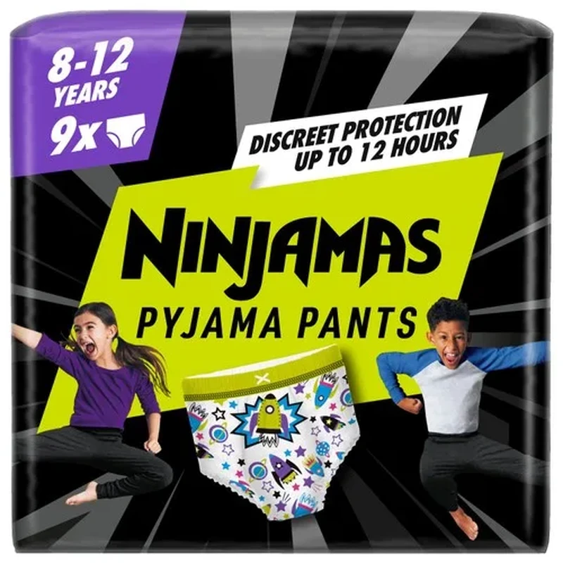 Image of Pampers Ninjamas Pyjama Nappy Pants Unisex, 8 - 12 Years, 9 Pyjama Pants 112711747