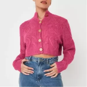 Image of Missguided Heart Cable Cardigan - Pink