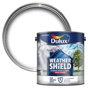 Image of Dulux Weathershield Exterior Pure Brilliant White High Gloss Paint 2.5L